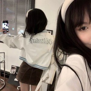 spring and summer Japanese embroidered blue baseball uniform coat